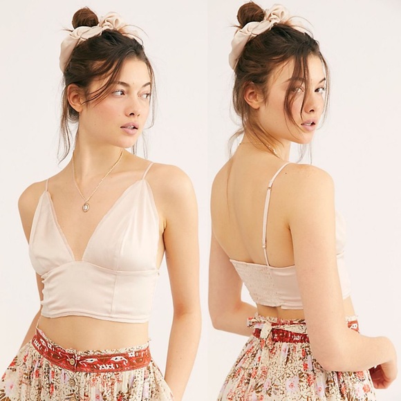 Free People Other - Free People Silk Nude Longline Bra